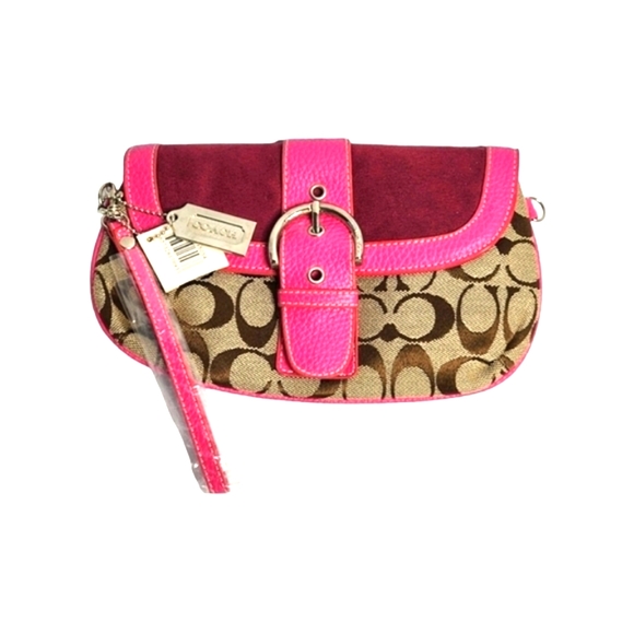 Coach crossbody mini bag signature monogram canvas and hot pink leather & suede - Picture 10 of 10